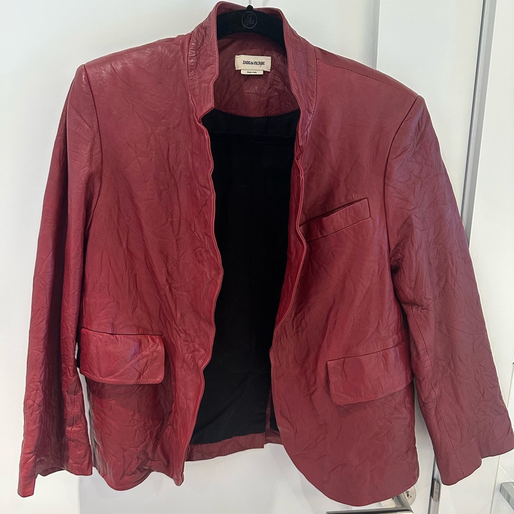 Women's Red Leather Jacket